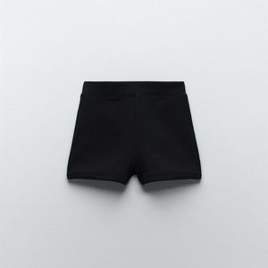 Zara Cotton Ribbed Black Shorts